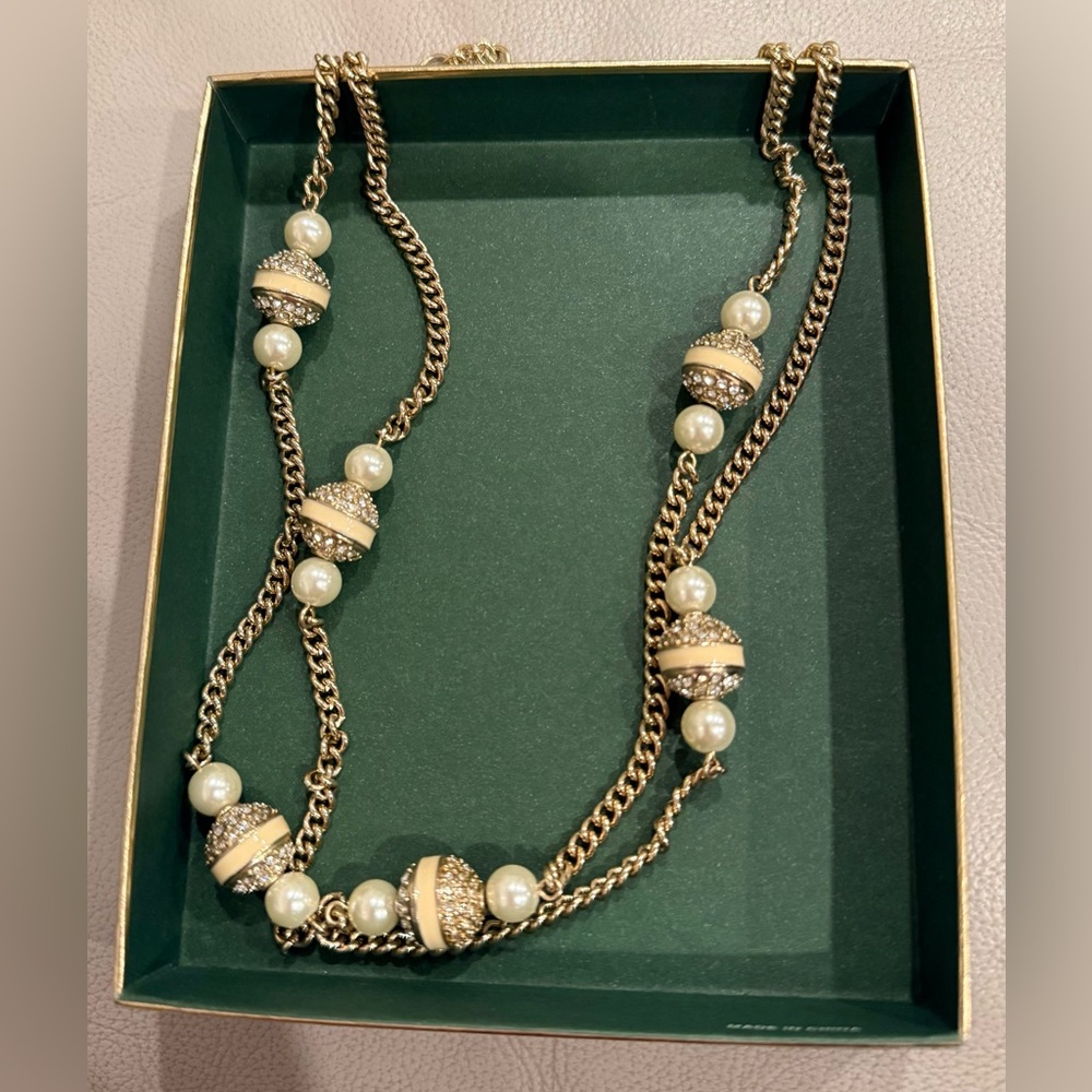 J. Crew Gold and Cream Pearl Necklace
